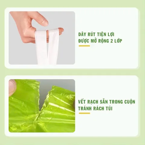 [Hot] Combo 3 Cuộn Túi Đựng Rác Hương Ngải Cứu Có Dây Rút - Xua Đuổi Côn Trùng - Khử Mùi - Tự Phân Hủy
