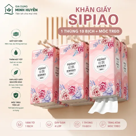[Combo 5 10] Bịch Khăn Giấy Cao Cấp Loại 1 Treo Tường Đa Năng Sipiao 4 Lớp 1 Bịch 1100 Tờ Giấy Khô An Toàn Tiện Lợi
