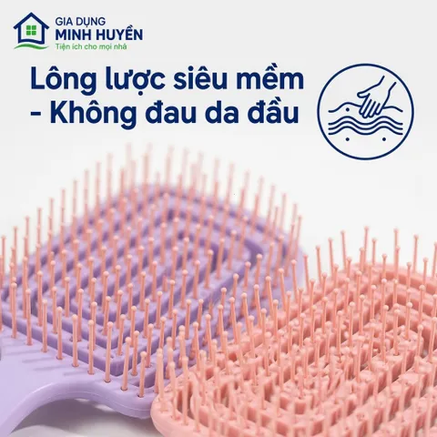 Lược Chải Tóc Xoăn Gỡ Rối Mát Xa Da Đầu Tạo Kiểu Tóc Phồng Tiện Dụng - Lược Mát Xa Đầu Với Răng Lược Mềm Mại