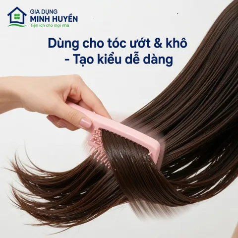 Lược Chải Tóc Xoăn Gỡ Rối Mát Xa Da Đầu Tạo Kiểu Tóc Phồng Tiện Dụng - Lược Mát Xa Đầu Với Răng Lược Mềm Mại