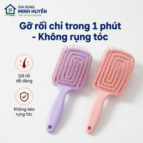 Lược Chải Tóc Xoăn Gỡ Rối Mát Xa Da Đầu Tạo Kiểu Tóc Phồng Tiện Dụng - Lược Mát Xa Đầu Với Răng Lược Mềm Mại