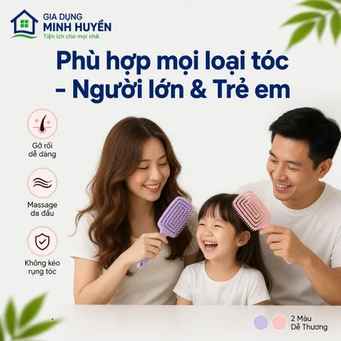 Lược Chải Tóc Xoăn Gỡ Rối Mát Xa Da Đầu Tạo Kiểu Tóc Phồng Tiện Dụng - Lược Mát Xa Đầu Với Răng Lược Mềm Mại