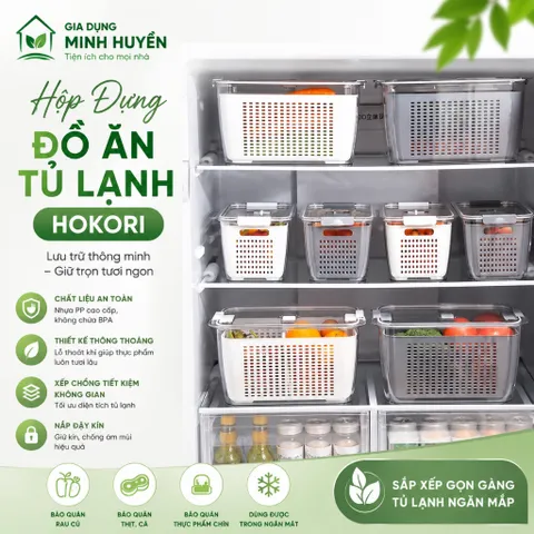 [Combo] 2 Hộp Đựng Thực Phẩm 2 Lớp Hokori Việt Nhật, Đựng Đồ Tủ Lạnh Tiện Lợi Gọn Gàng Sạch Sẽ