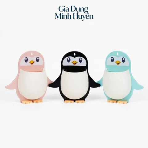 Kệ dán tường hình chim cánh cụt đựng đồ cá nhân dễ thương - Tiết kiệm không gian, chịu lực tốt, không cần khoan, có lỗ t