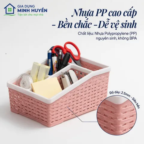 Khay Nhựa 4 Ngăn Tiện Lợi Size To – Hộp Đựng Mỹ Phẩm, Văn Phòng, Đồ Gia Dụng Gọn Gàng, Nhựa PP Bền Đẹp