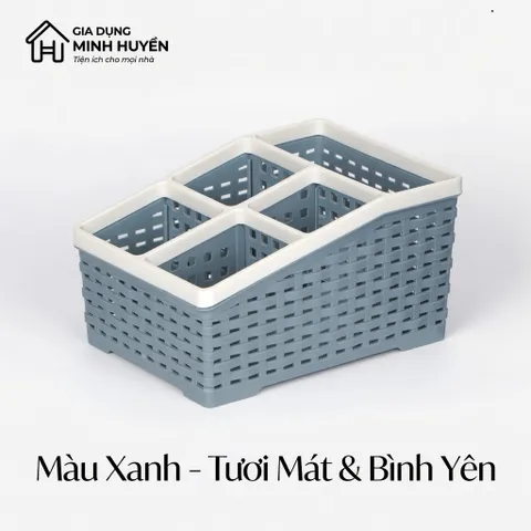 Khay Nhựa 4 Ngăn Tiện Lợi Size To – Hộp Đựng Mỹ Phẩm, Văn Phòng, Đồ Gia Dụng Gọn Gàng, Nhựa PP Bền Đẹp