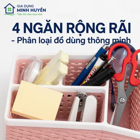 Khay Nhựa 4 Ngăn Tiện Lợi Size To – Hộp Đựng Mỹ Phẩm, Văn Phòng, Đồ Gia Dụng Gọn Gàng, Nhựa PP Bền Đẹp
