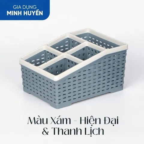 Khay Nhựa 4 Ngăn Tiện Lợi Size To – Hộp Đựng Mỹ Phẩm, Văn Phòng, Đồ Gia Dụng Gọn Gàng, Nhựa PP Bền Đẹp