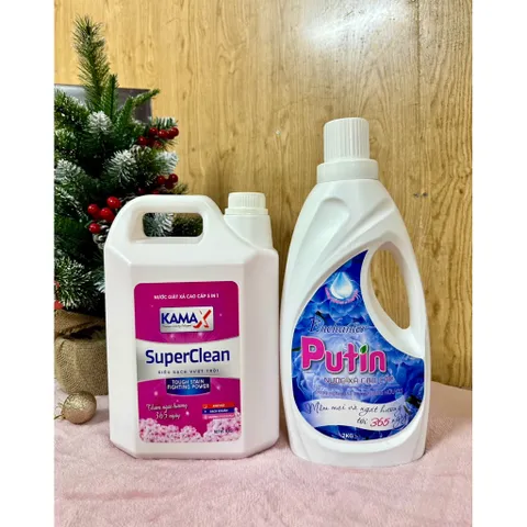 Combo Kamax 5kg + Putin 2kg – Nước Giặt & Xả Vải – Giặt Sạch, Thơm Lâu, Tiết Kiệm