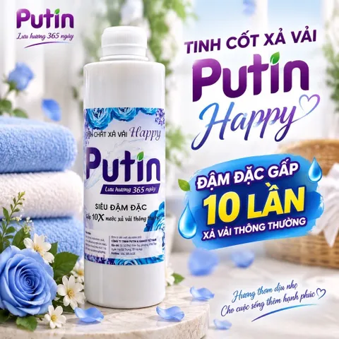 Tinh Cốt Xả Vải Putin Happy 500ml Hạt Lưu Hương Thơm Lâu Đậm Đặc Gấp 10 Lần Xả Thường Siêu Mềm Vải