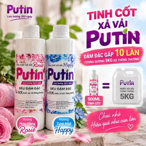 Tinh Cốt Xả Vải Putin Happy 500ml Hạt Lưu Hương Thơm Lâu Đậm Đặc Gấp 10 Lần Xả Thường Siêu Mềm Vải