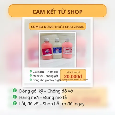Combo Dùng Thử 3 Chai 230ml–Nước Giặt Kamax & Xả Vải Putin (Rosie + Enchanter) – Giặt Sạch, Thơm Lâu