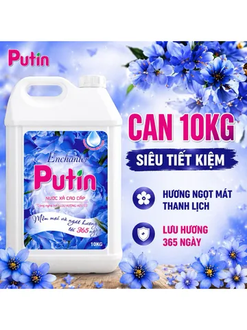 Nước Xả Vải Putin Enchanter 10KG Can Lớn Hạt Lưu Hương Huyền Bí Thơm Lâu Sau Phơi Sấy Làm Mềm Vải