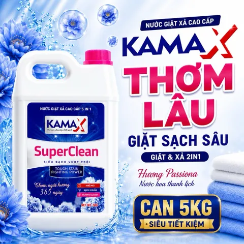 Nước Giặt Xả 5in1 Kamax 5Kg Thơm Lâu Giặt Sạch Khử Mùi Hương Nước Hoa Cho Gia Đình Tiệm Giặt