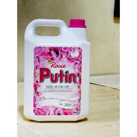 Nước Xả Vải Putin Rosie Can 10Kg - Hương Hoa Hồng Ngọt Ngào Cho Tiệm Giặt & Gia Đình Đông Người