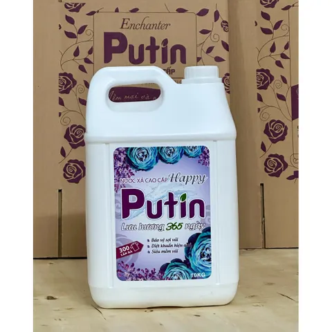 Nước Xả Vải Putin Happy Can 5kg 10kg Lưu Hương Hạnh Phúc Hương Hoa Cỏ Thanh Mát Dịu Êm