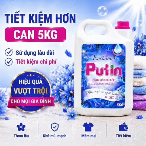 Nước Xả Vải 5kg Putin Lưu hương huyền bí - Thơm Lâu, Khử Mùi Mạnh, Mềm Vải, Dùng Thử Giá Tốt