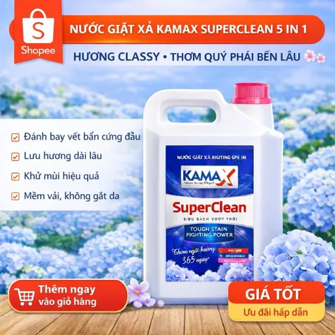 NƯỚC GIẶT XẢ KAMAX SUPERCLEAN 5KG – SẠCH THƠM CHUẨN CHÂU ÂU