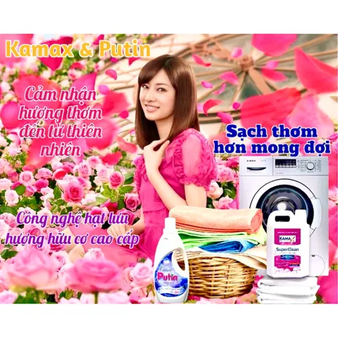 Combo Nước giặt xả Kamax putin lưu hương đặc biệt 101 giờ sau sấy