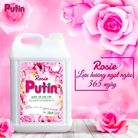 Nước xả vải Putin Rosie 10Kg Lưu Hương Sau Phơi Sấy Tiết Kiệm Cho Gia Đình & Tiệm Giặt