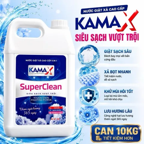 Nước giặt Kamax công nghệ hạt lưu hương Thơm lâu nhiều ngày sau sấy nóng 10kg