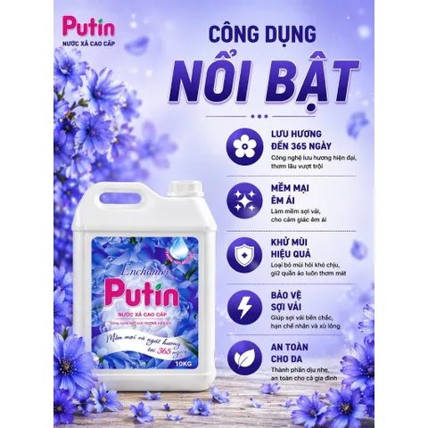 Nước xả vải Putin Huyền Bí 10KG Lưu Hương Sau Phơi Sấy Tiết Kiệm Cho Gia Đình & Tiệm Giặt