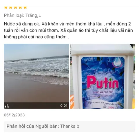 Nước xả Vải Putin Công nghệ hạt lưu hương lưu giữ hương thơm lâu sau sấy