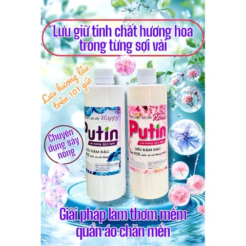 Tinh Cốt Xả Vải Putin Rosie 500ml Hạt Lưu Hương Đậm Đặc Gấp 10 Lần Làm Mềm Vải Thơm Lâu Sau Phơi Sấy 824204