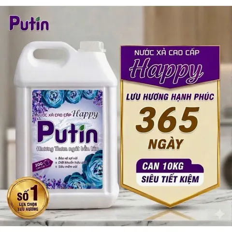 Nước xả vải Putin Happy 10KG Lưu Hương Lâu Sau Phơi Sấy Tiết Kiệm Cho Gia Đình & Tiệm Giặt