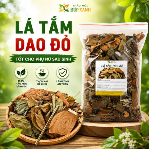 Lá tắm người dao đỏ sau sinh 1kg tốt cho phụ nữ sau sinh, lưu thông khí huyết, ngăn hậu sản Thảo Mộc Búp Xanh