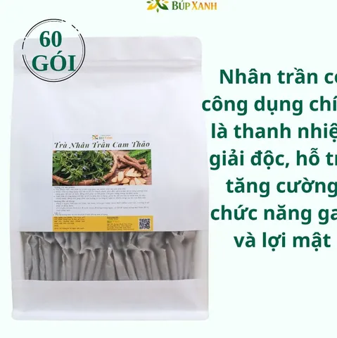 Trà nhân trần cam thảo 60 túi lọc thanh nhiệt, lợi mật thương hiệu Thảo mộc Búp xanh
