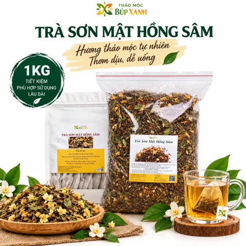 Trà Sơn Mật Hồng Sâm loại 1 pha trà hằng ngày, thơm mát, thanh nhiệt, ngủ ngon Thảo Mộc Búp Xanh