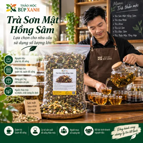 Trà Sơn Mật Hồng Sâm loại 1 pha trà hằng ngày, thơm mát, thanh nhiệt, ngủ ngon Thảo Mộc Búp Xanh