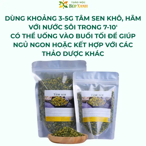 Trà Tâm Sen Sao Thơm 200g an thần, cải thiện giấc ngủ và tốt cho tim mạch Thảo Mộc Búp Sen
