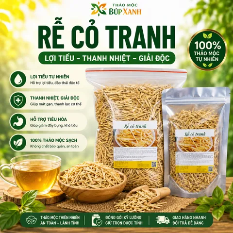 Rễ cỏ tranh sạch, bạch mao căn khô 500g và 1kg thanh nhiệt, lợi tiểu, giảm sốt, giảm viêm Thảo Mộc Búp Xanh