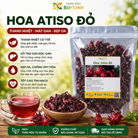 Atiso đỏ khô 1kg trà atiso sấy khô, ngâm đường, làm mứt, pha trà Thảo Mộc Búp Xanh