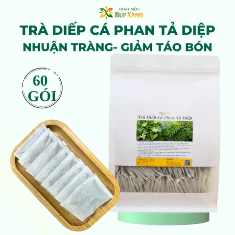 Trà Diếp Cá Phan Tả Diệp Túi Lọc Thảo Mộc Búp Xanh – Hộp 60 Gói Giúp Nhuận Tràng, Hỗ Trợ Táo Bón