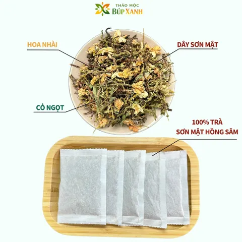 Trà Sơn Mật Hồng Sâm Túi Lọc 60 gói Thảo Mộc Búp Xanh thanh nhiệt, da sáng ngủ ngon, lợi tiểu, tiêu mỡ