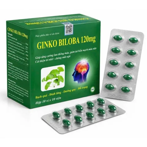 GINKGO biloba 120mg Cải thiện trí nhớ và chứng mất ngủ hoạt huyết dưỡng não, đau đầu chóng mặt, ngủ không ngon vien