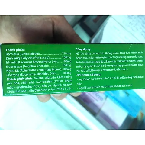 GINKGO biloba 120mg Cải thiện trí nhớ và chứng mất ngủ hoạt huyết dưỡng não, đau đầu chóng mặt, ngủ không ngon vien
