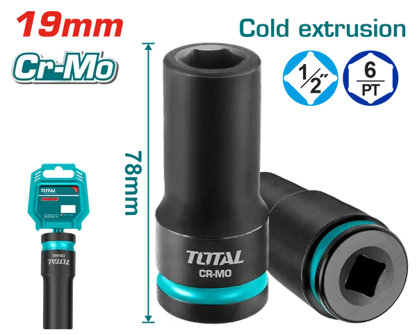 Đầu Tuýp Tác Động Sâu TOTAL 19mm 1/2