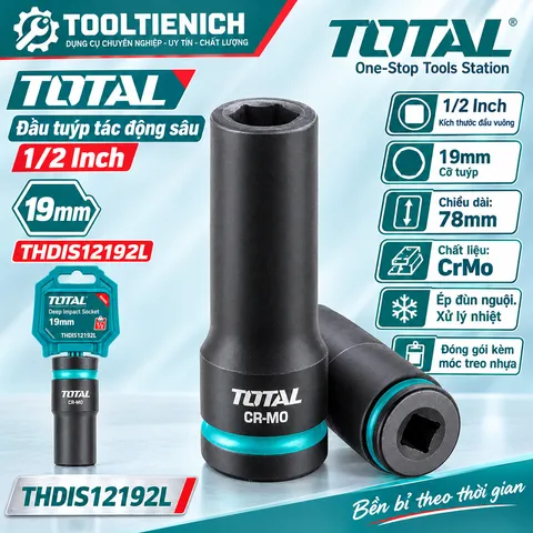 Đầu Tuýp Tác Động Sâu TOTAL 19mm 1/2