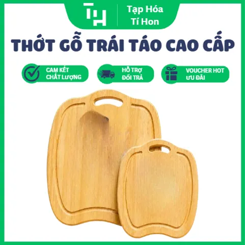 Thớt Gỗ Trái Táo, Thiết kế khoét rãnh viền xung quanh để hạn chế nước chảy ra ngoài khi cắt thái thực phẩm (TH738)