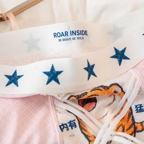 Quần Lót Nam, Quần Sịp Boxer Đùi Thun Lạnh Thông Hơi Kháng Khuẩn In Hình Con Hổ Phối Dây Dễ thương Hài Hước