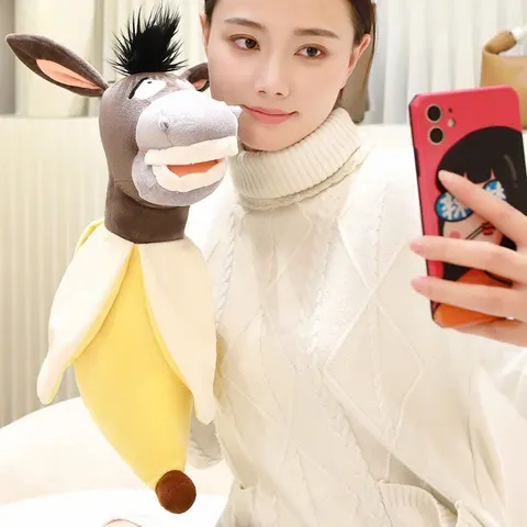 Gấu bông hình quả chuối và đầu con ngựa cười xấu hài hước. Đồ chơi thú nhồi bông con lừa và quả chuối mặt xấu (SẴN)