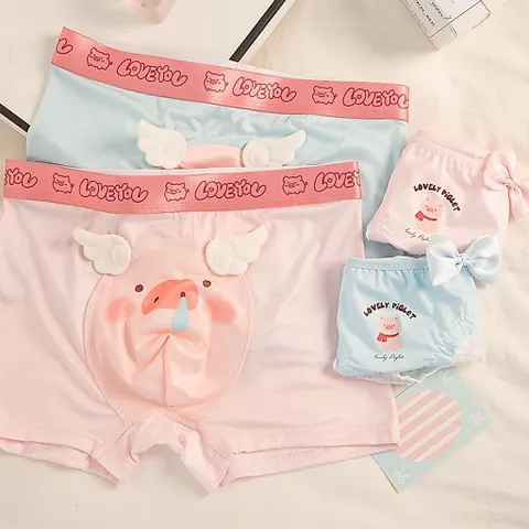 Quần lót đôi cho nam nữ in hình chú heo có cánh nổi dễ thương. Quần sịp nam nữ hình con lợn cute quà cho cặp đôi