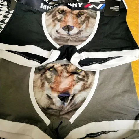 Quần sịp nam in hình chó sói xám dũng mãnh. Quần sịp đùi boxer nam chó sói cotton thoáng mát