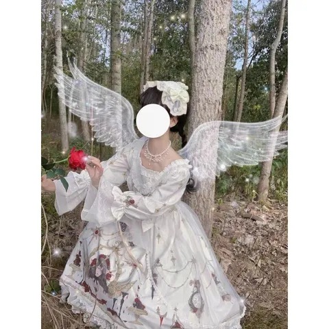 Váy đầm lolita trắng lưới cô gái cổ điển hoàng gia