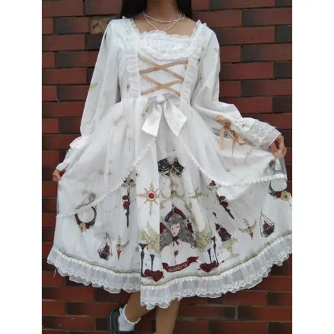 Váy đầm lolita trắng lưới cô gái cổ điển hoàng gia