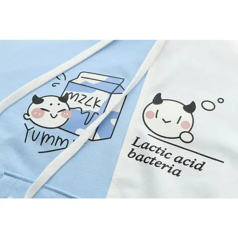 Áo thun hoodie hộp sữa hai màu chia nửa (xả hàng)